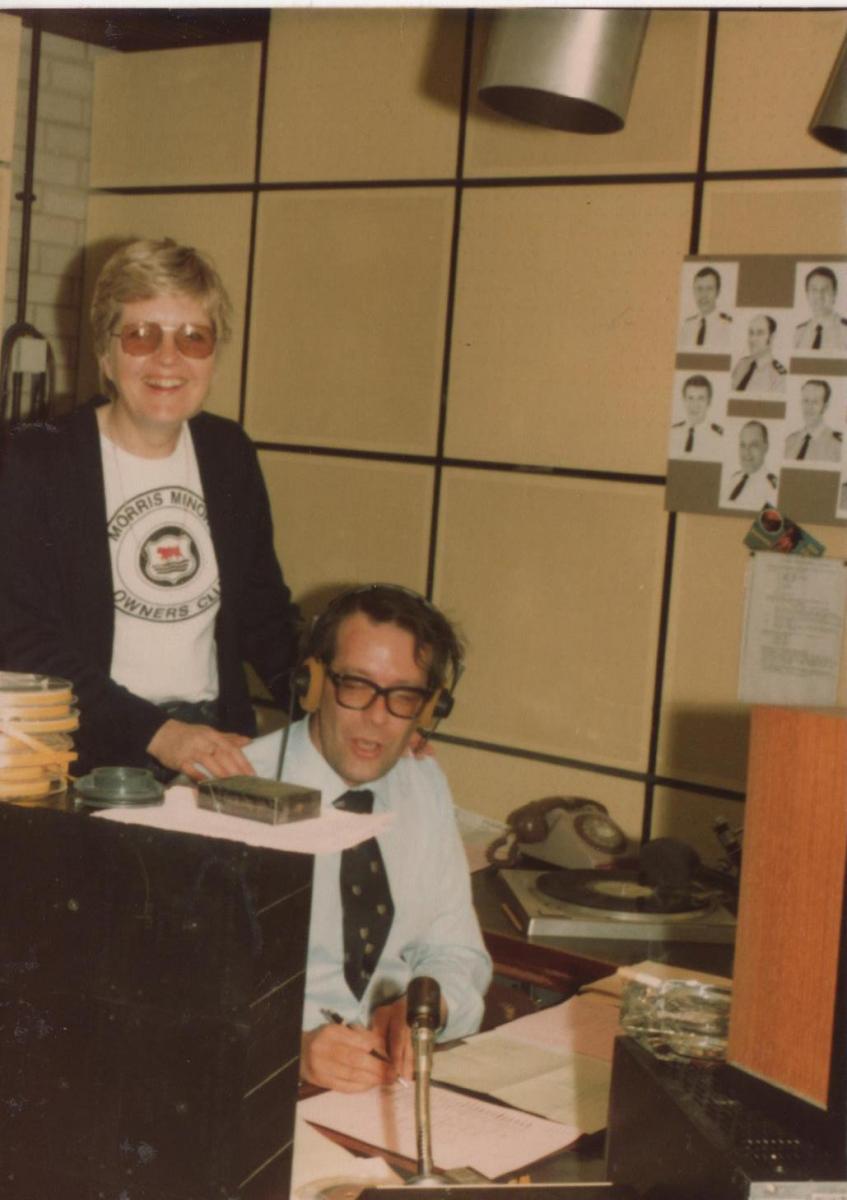 Chris-Smedley-with-Roy-Waller-at-Radio-Norfolks-studio-in-1984